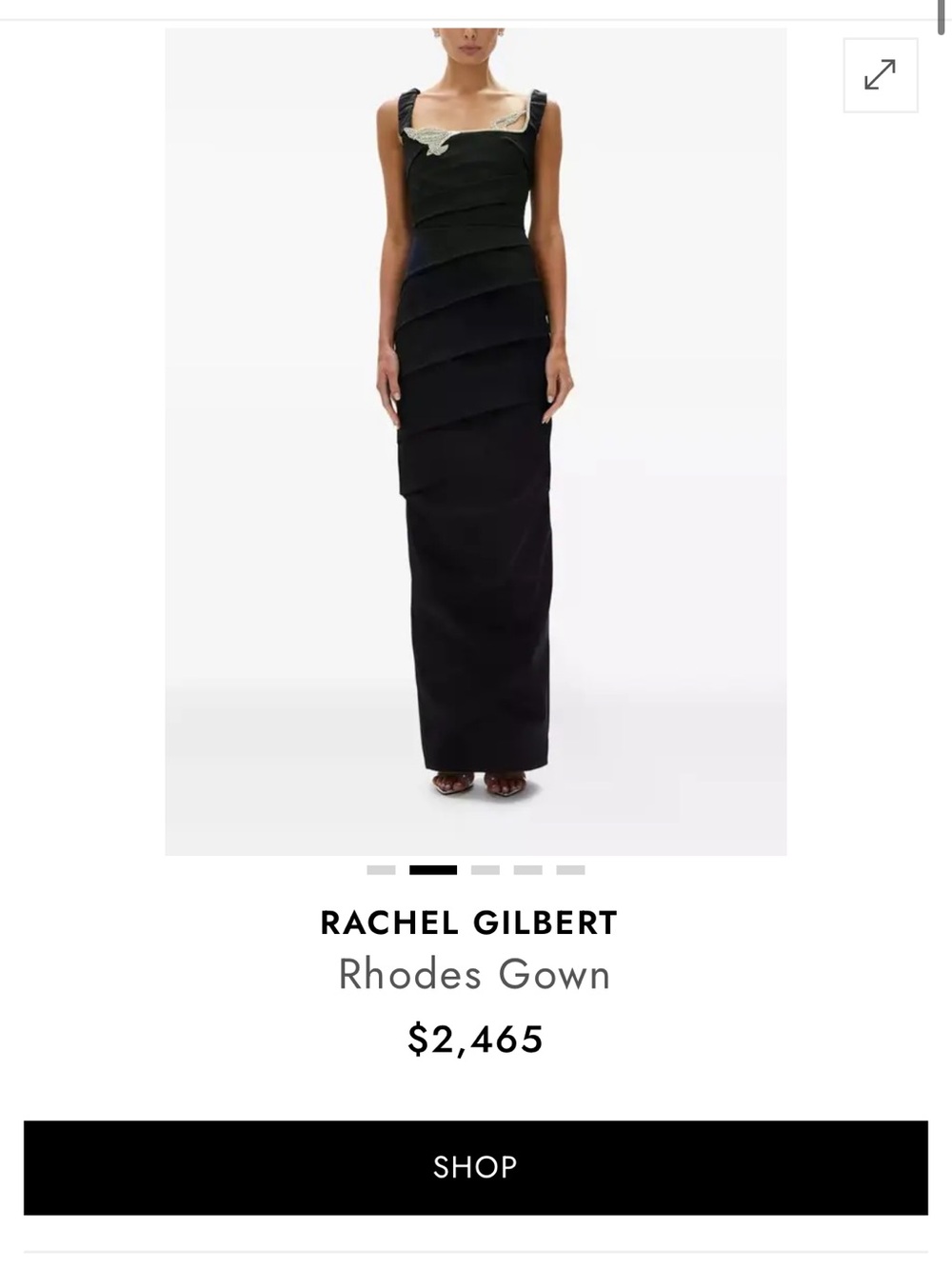 Rachel Gilbert Rhodes Black Gown silver detail